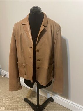 WILSON LEATHER Jacket Soft Lambskin (?) Button with Collar Vintage
